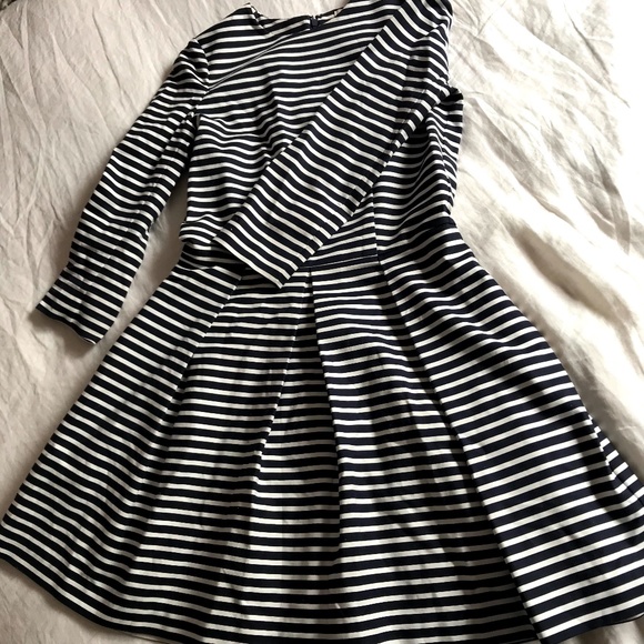 Navy and White Striped Princess Cut Dress - Picture 4 of 7